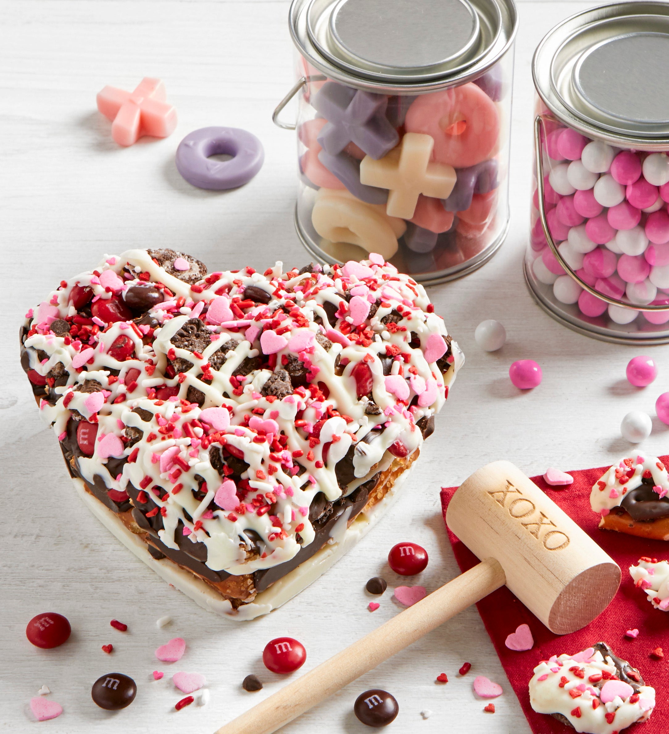 Chocolate Pretzel Heart with XOXO Mallet